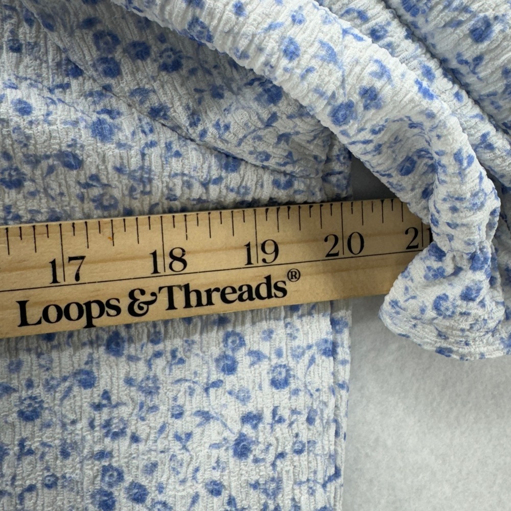Womens Blue Floral Puff Sleeve Blouse Size Small Dokotoo Ruffle Cottagecore Top - Picture 6 of 8